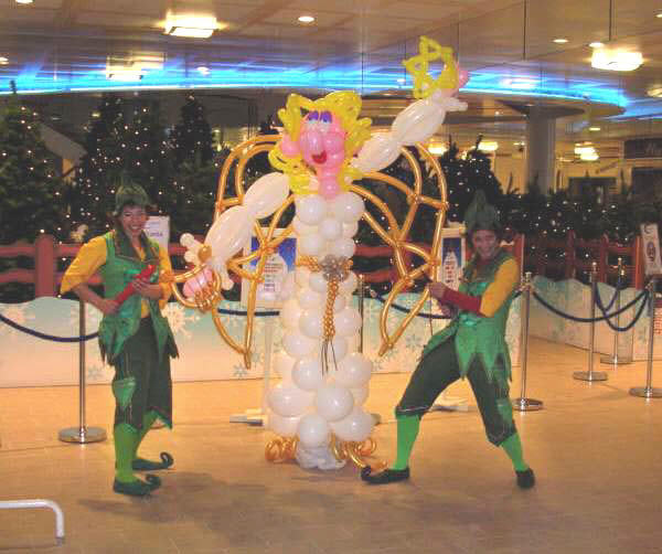 Nave a large scale balloon model sculpture made by 2 cheeky elves this Christmas.