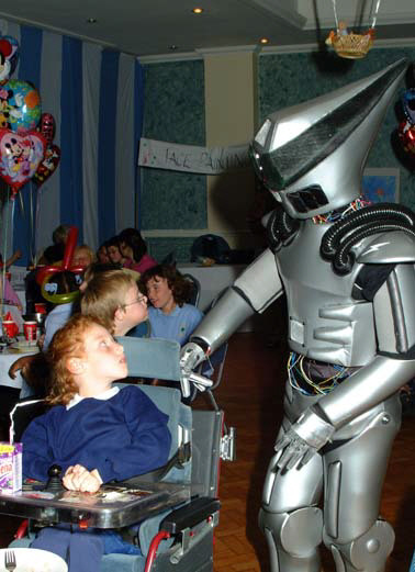Robot mine and dancer at a party